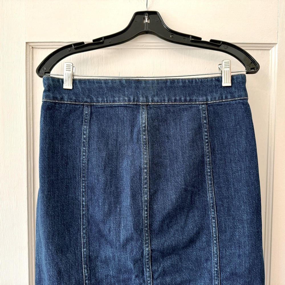 Madewell | Denim Seamed Button-Front Skirt (Size 28) - Picture 7 of 11